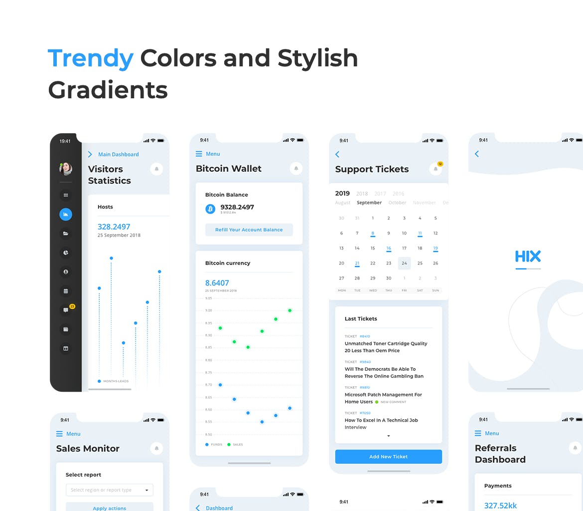 多用途APP应用数据统计分析后台UI设计套件 Mobile App Dashboard – HIX Multi-Format UI KIT插图(3)