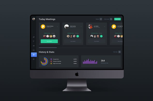 Web网站网络会议平台管理后台设计UI套件 Web Dashboard & Meeting UI Kit App Template 8插图(1)