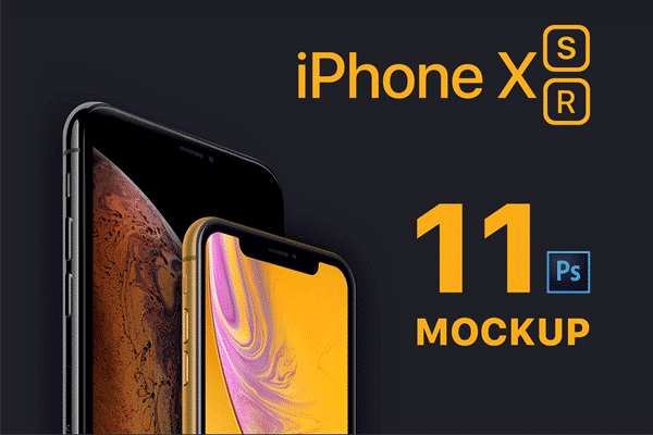 素材库下午茶：11种完美的不同的iPhone XS 和 XR 应用APP设计样机排列效果合集[PSD]