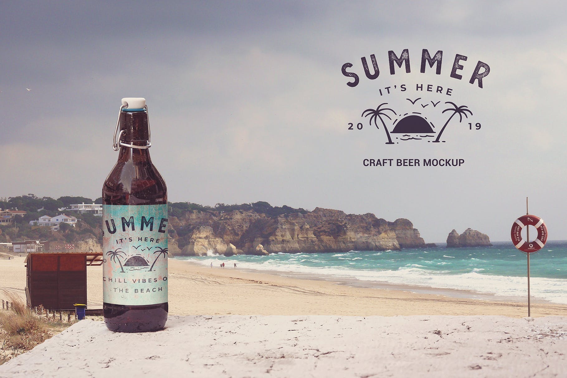 50cl规格啤酒瓶设计多背景预览样机模板 50cl Beer Mockup Background插图(1)