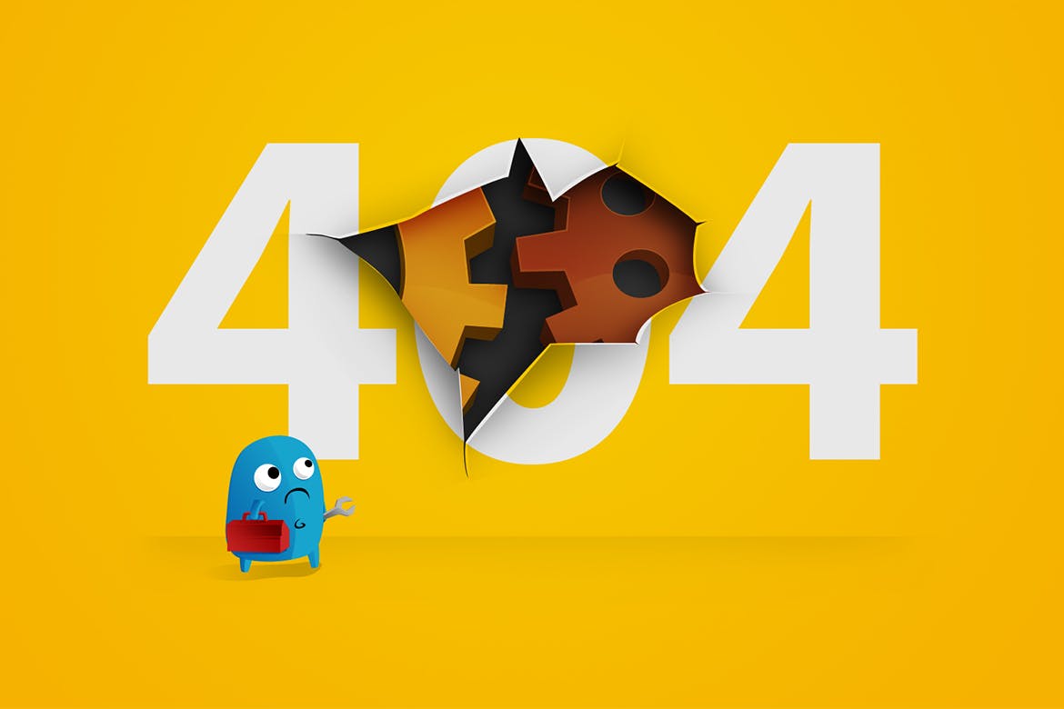 正在建设中和可爱404页面设计模板插图(1)