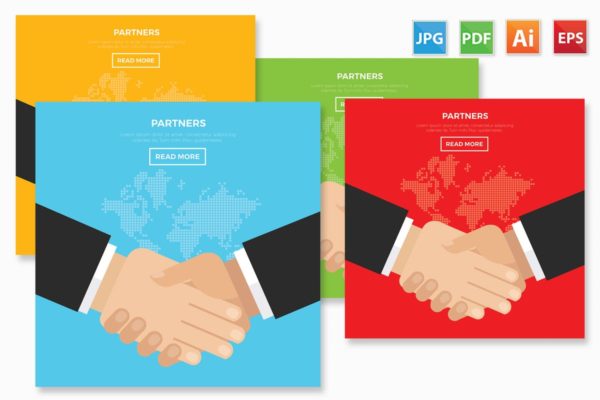 商业合作伙伴概念矢量插画设计素材 Partners design