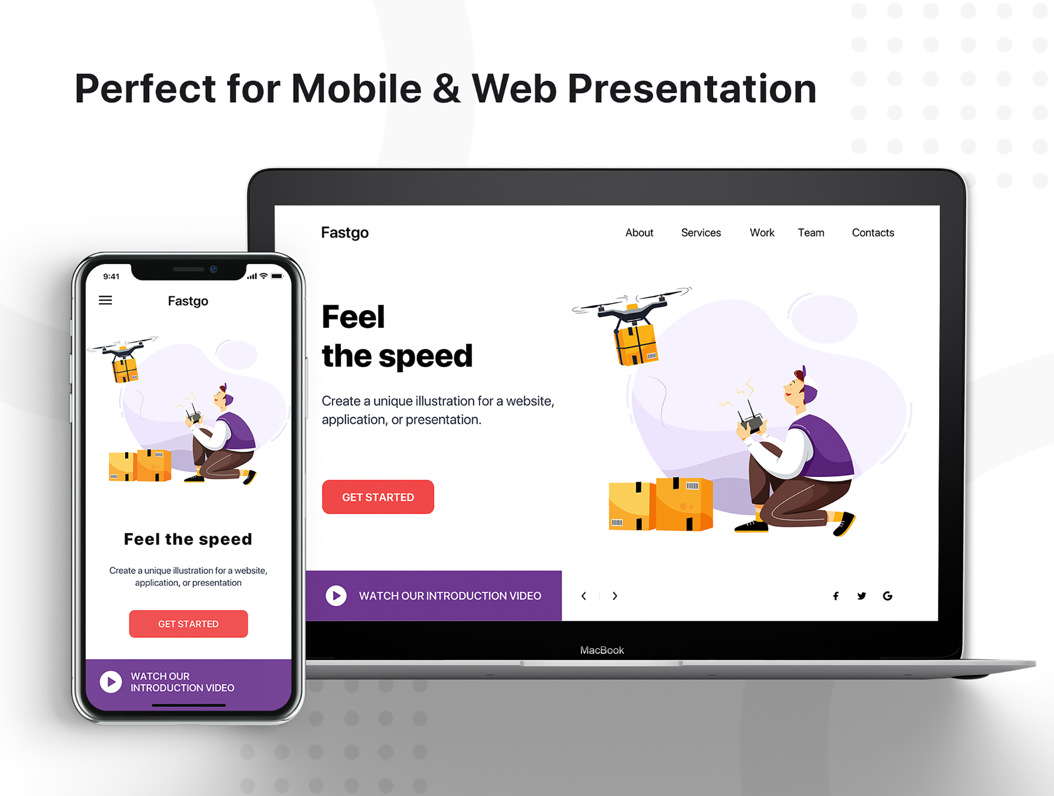 素材库下午茶:交付配送服务主题矢量插画UI设计素材插图(4)