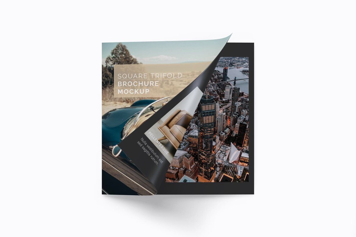 方形三折页宣传册样机插图(3)