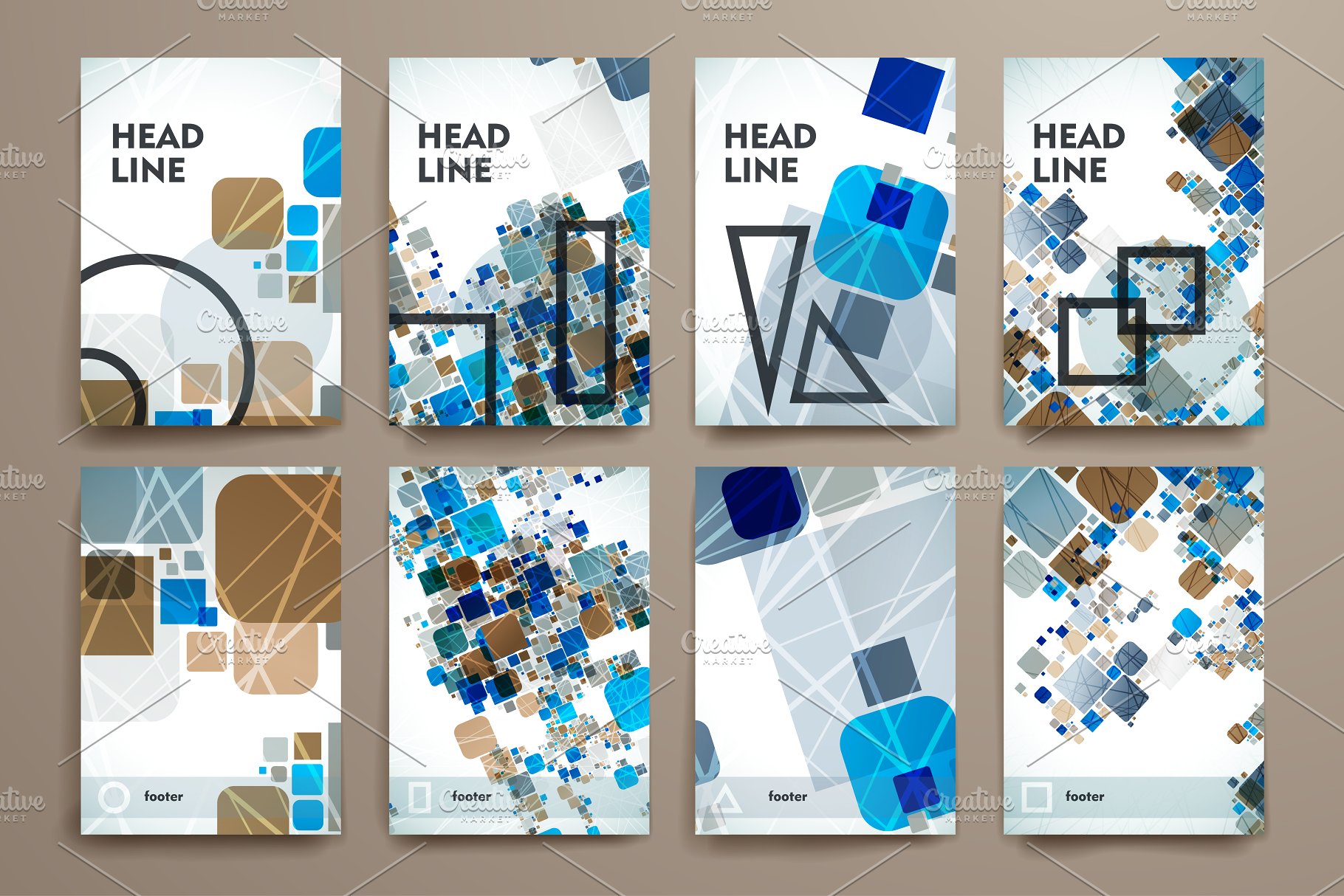 抽象叠加几何图形宣传册模板 Brochure Templates插图(5)