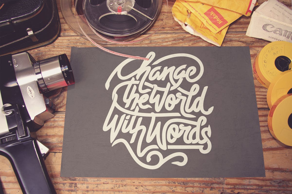 海报设计俯视效果图样机模板 Horizontal Poster Mockup插图