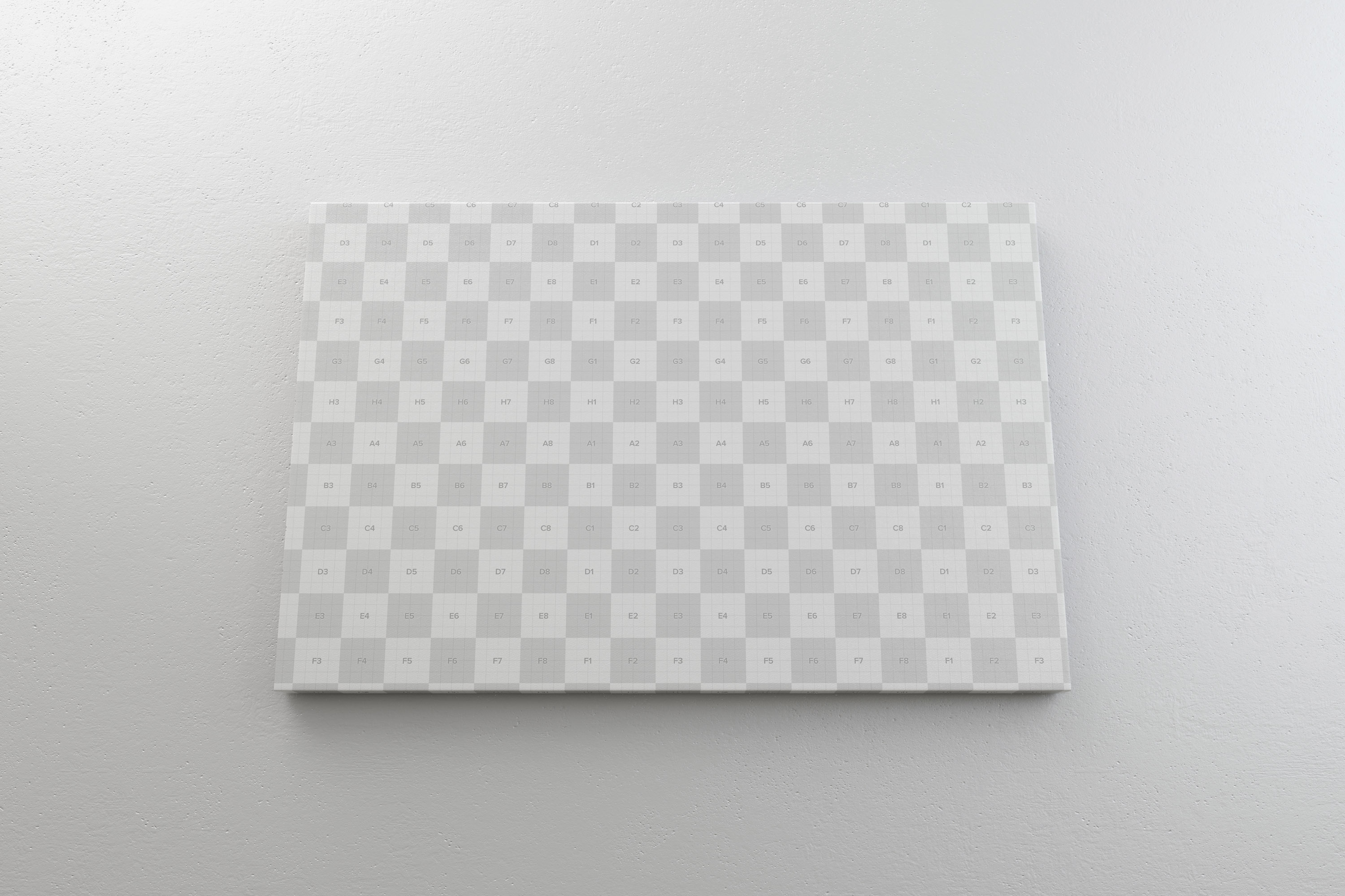 挂墙画布画框相片&绘画作品展览底面视图样机 3:2 Landscape Canvas Mockup Hanging on Wall, Bottom Front View插图