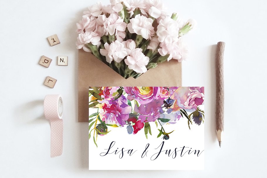 粉红牡丹水彩剪贴画合集 Pink Peony Watercolor Clip Art Set插图(7)