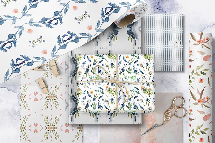 水彩花卉剪贴画合集[对象、花环&纹理] Falling Watercolor Clipart Bundle插图(8)