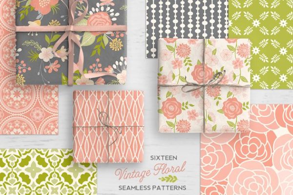 古典花卉&amp;几何图案纹理 Vintage Floral &amp; Geometric Patterns