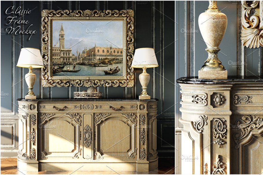 经典室内画框样机模板 Classic Interior Frame Mockup – 01插图