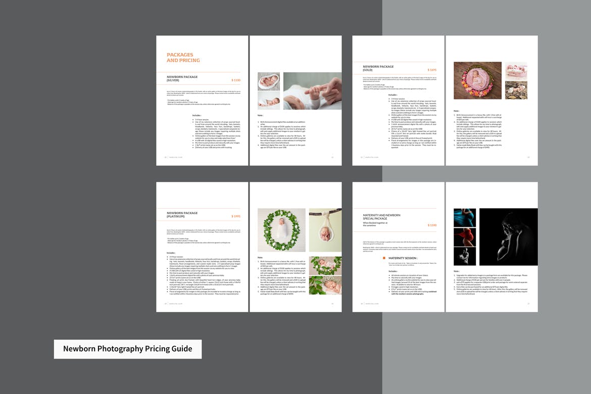 初生婴儿新生婴儿艺术摄影写真报价单设计模板 Newborn Photography Pricing Guide插图(12)