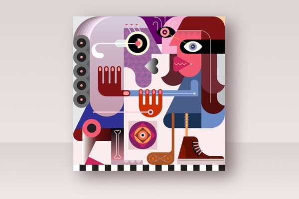 女性对抗打斗场景抽象矢量插画 Two Women Are Fighting vector illustration