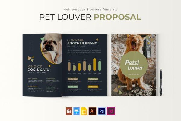 宠物主题宣传画册设计模板 Pets Louver | Brochure Template