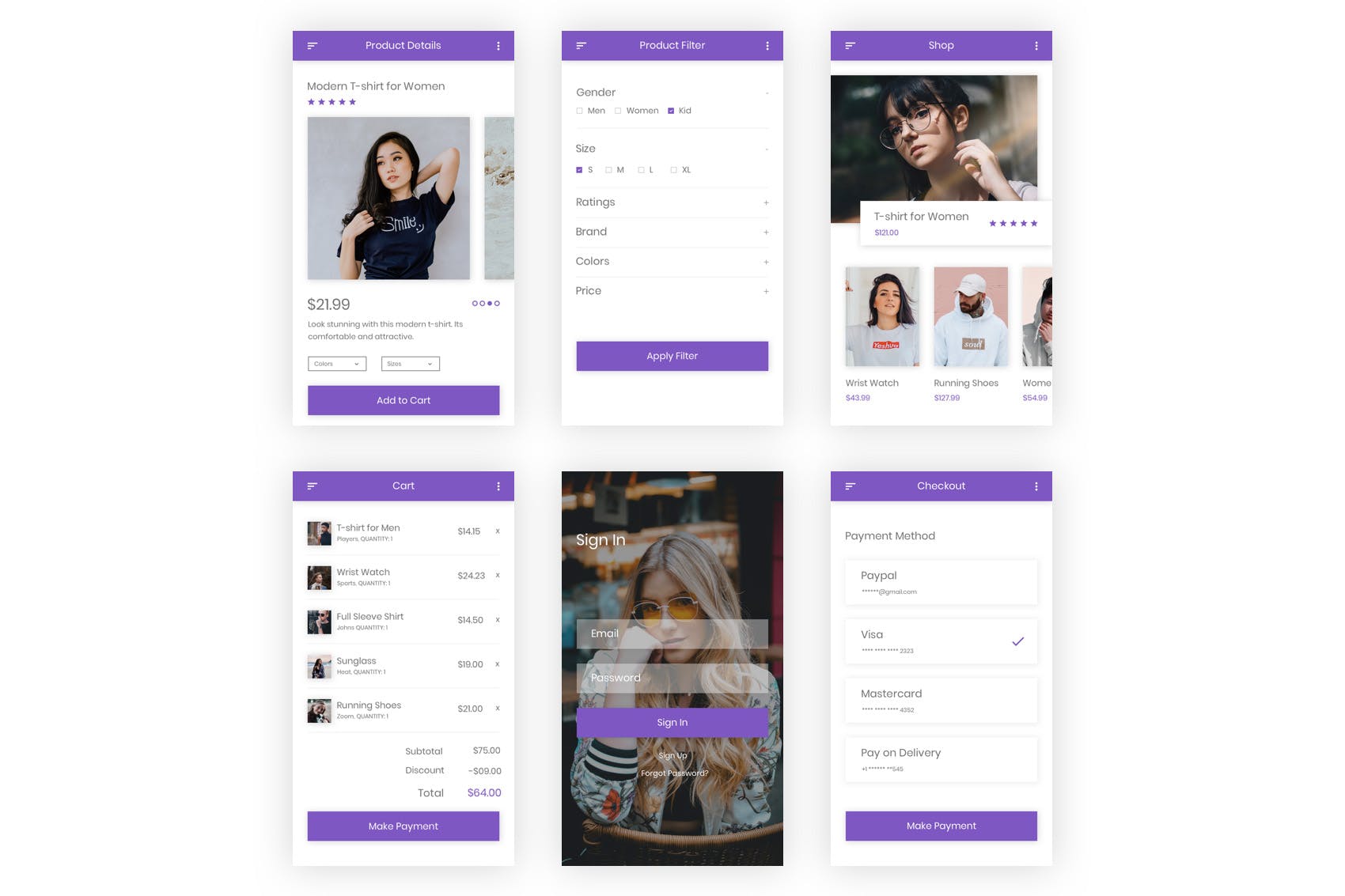 时尚服饰电商APP应用UI设计素材库精选套件 Fashion – Ecommerce Shopping App Adobe Illustrator插图(9)