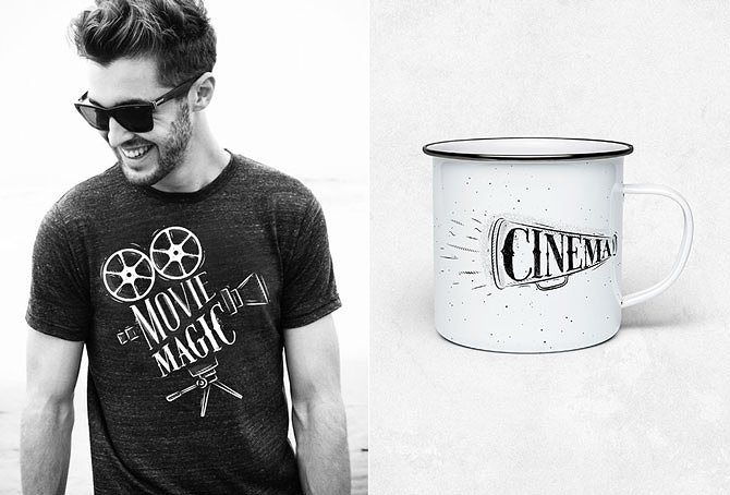 复古黑白电影投放机剪贴画 Cinema Vintage Set插图(1)