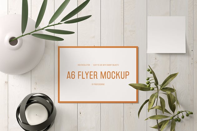 A6时尚横向传单样机套装2 A6 Landscape Flyer Mockup Set 2插图(5)