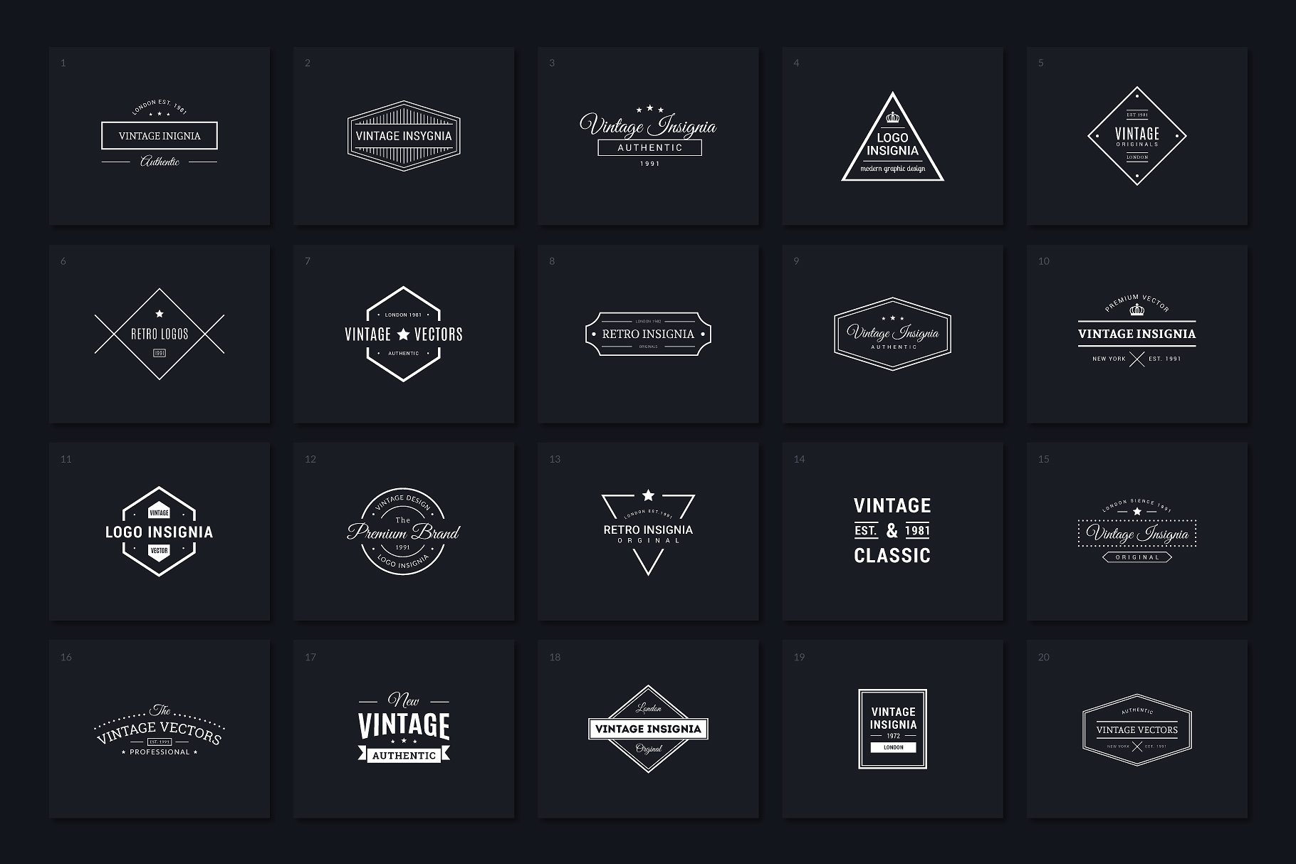 40款复古风格Logo模板 40 Vintage Logos Vol. 1插图(1)