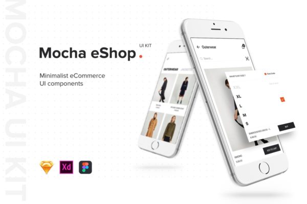 极简主义服饰品牌电商手机APP应用UI套件 eShop Mobile App UI Kit