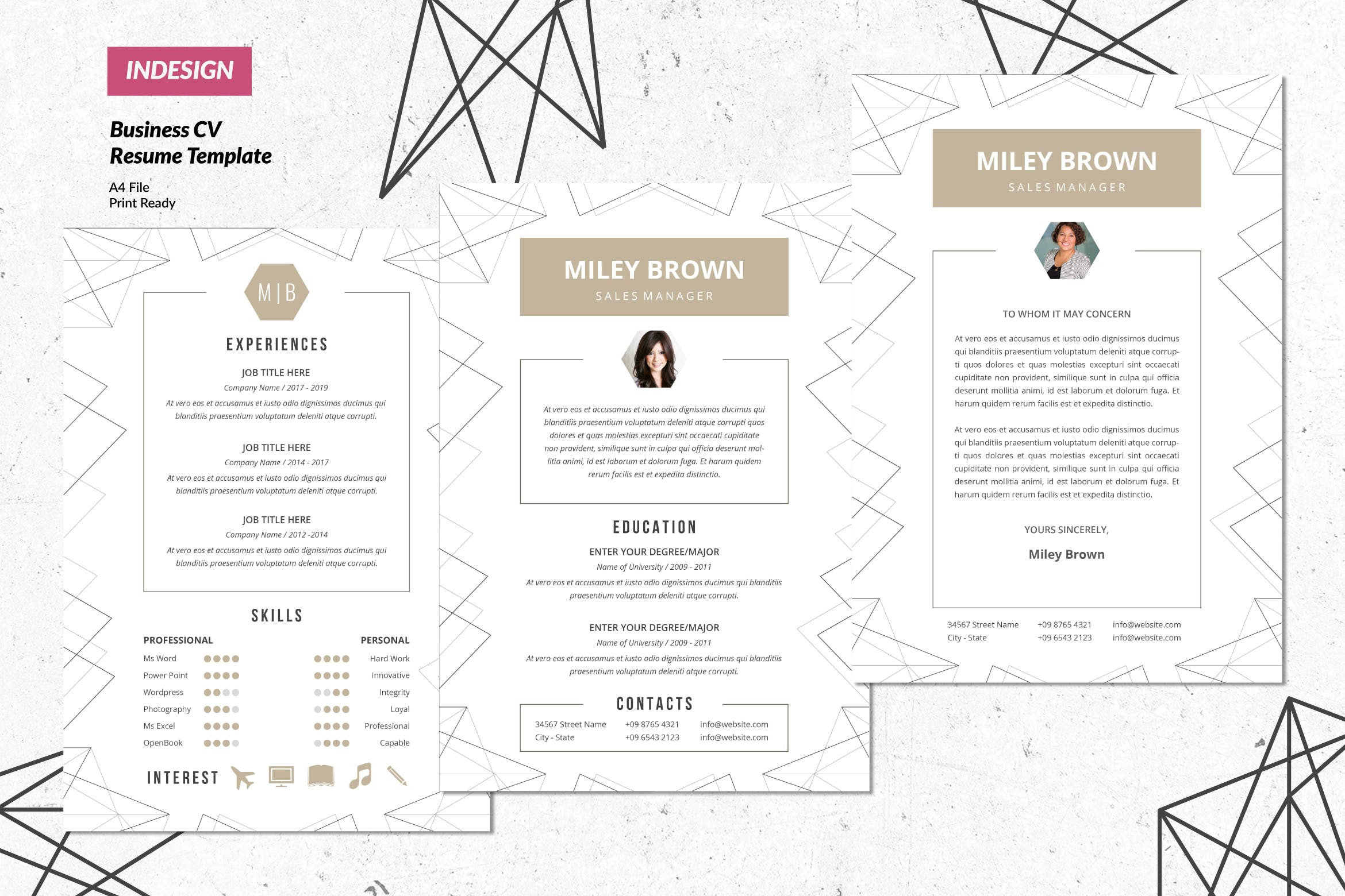 经理职位应聘创意个人简历设计模板v13 Manager Creative Resume Design Vol. 13插图