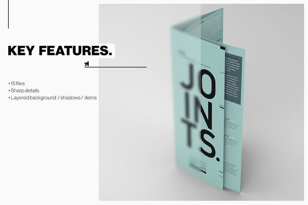 折页小册子传单样机模板 Gate Fold Roll Brochure Mockup插图(7)