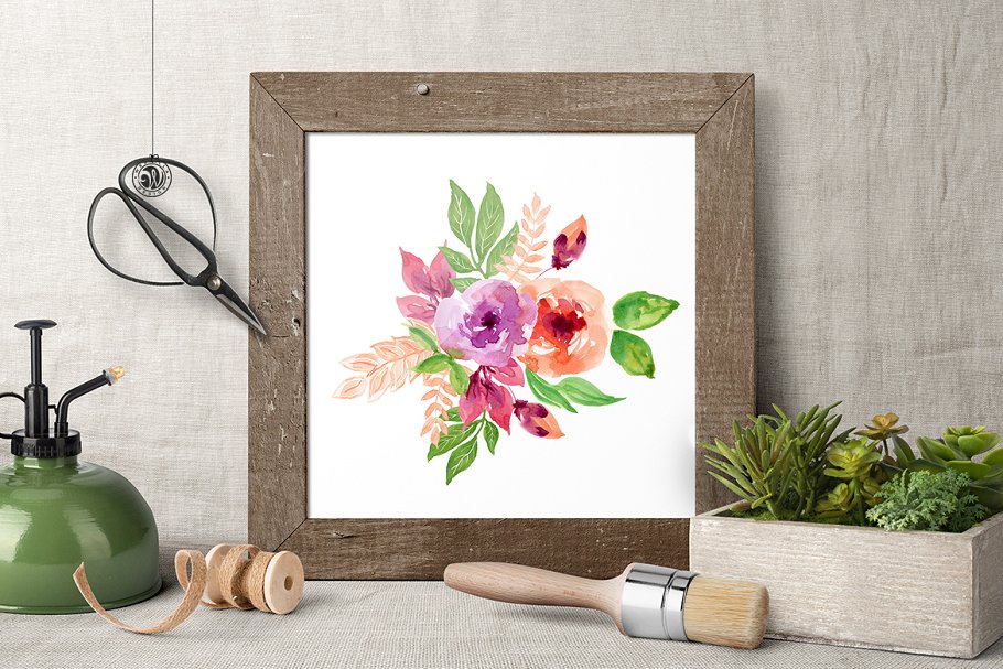 手绘七彩阳光花卉剪贴画 Happy Flowers插图(1)