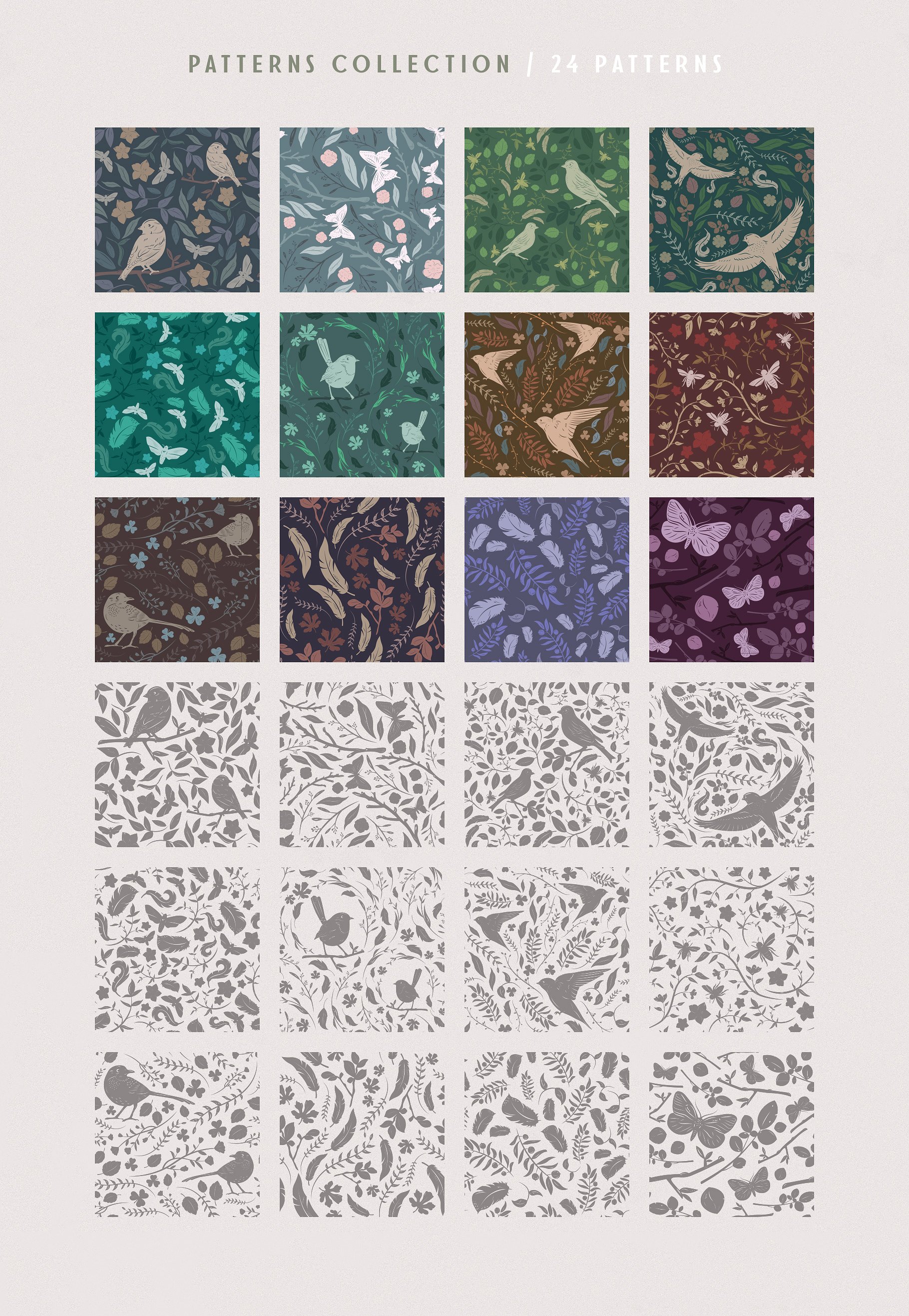 鸟类和花朵矢量图形套装 Birds & Blooms Graphics Kit插图(3)