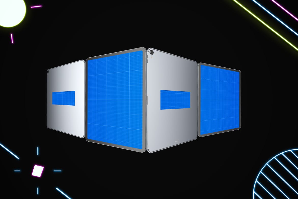 iPad Pro第三方设计屏幕预览样机模板 Neon iPad Pro Mockup插图(8)