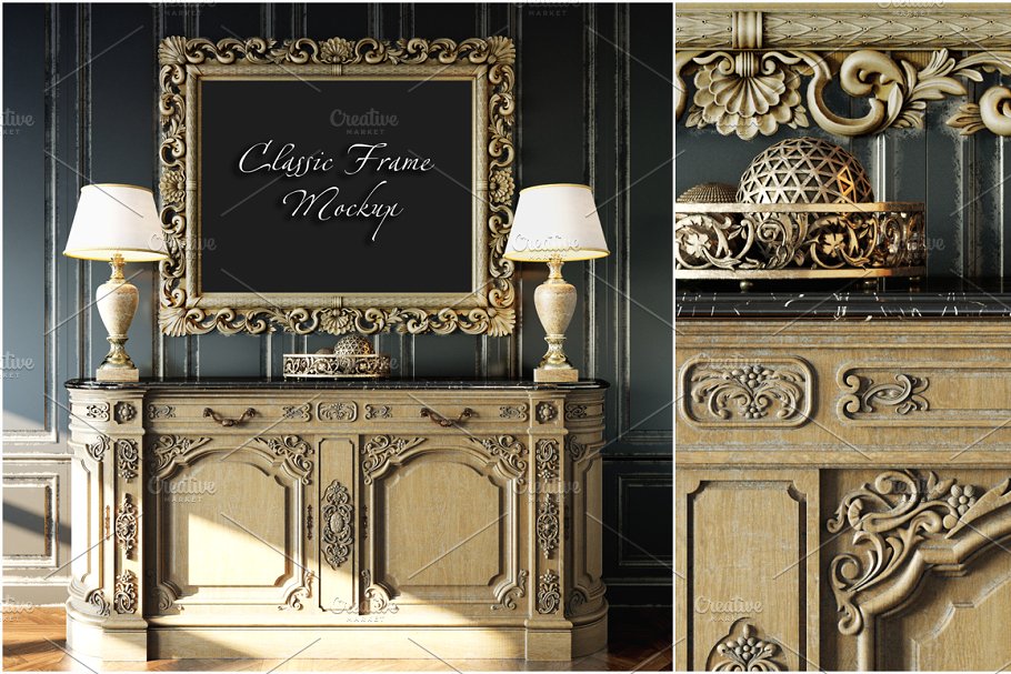 经典室内画框样机模板 Classic Interior Frame Mockup – 01插图(1)