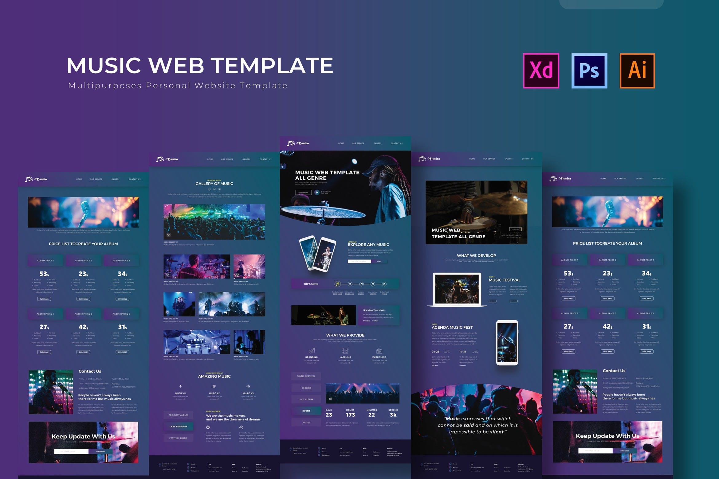 音乐主题网站设计PSD模板 Music | PSD Web Template插图