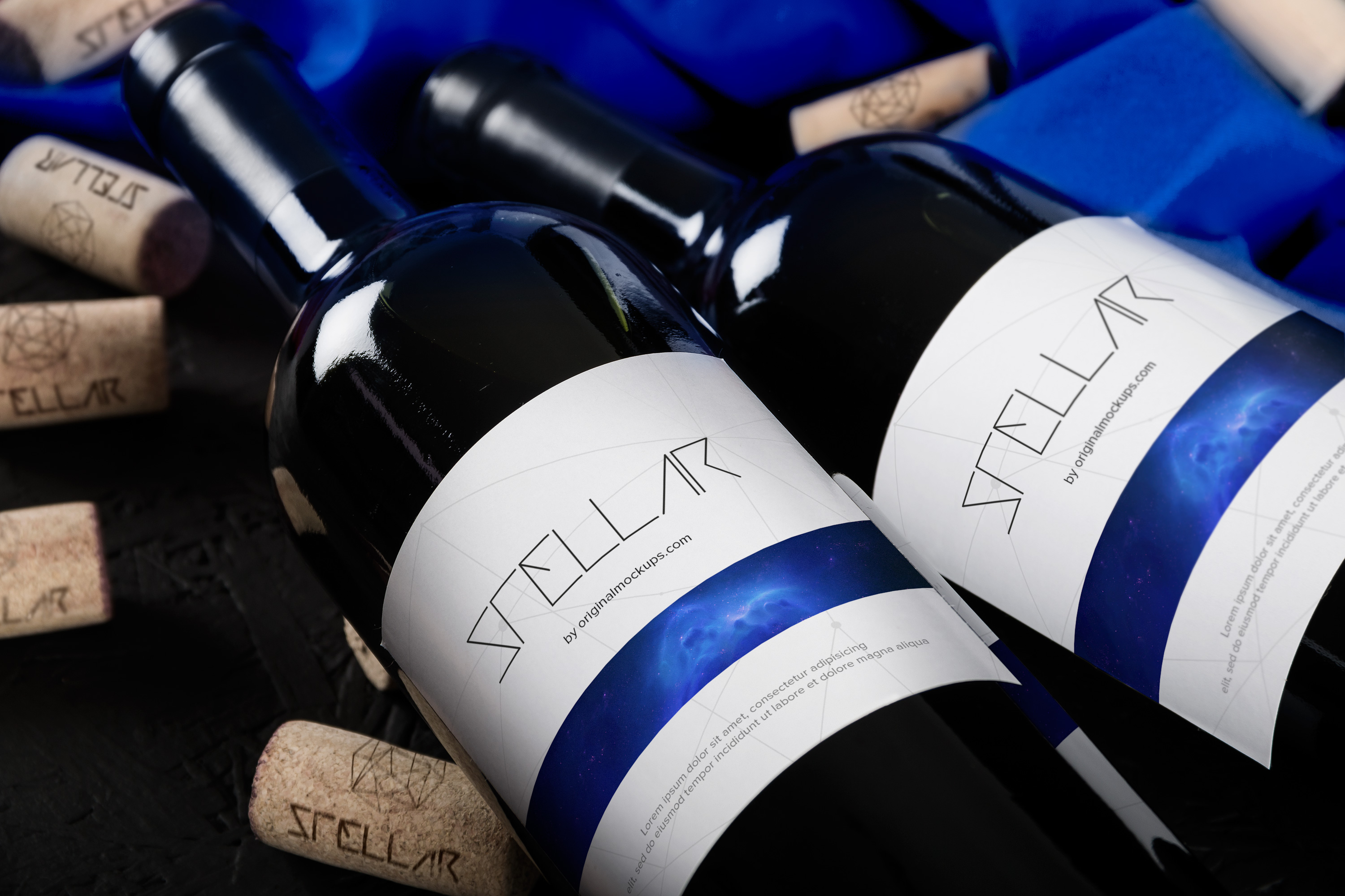 葡萄酒瓶外观标签设计样机01 Wine Bottle Mockup 01插图