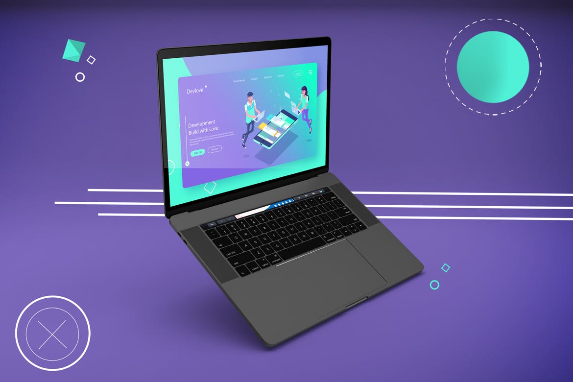 抽象背景Macbook Pro笔记本电脑素材库精选样机模板v2 Abstract Macbook Pro Mockup V.2插图(7)