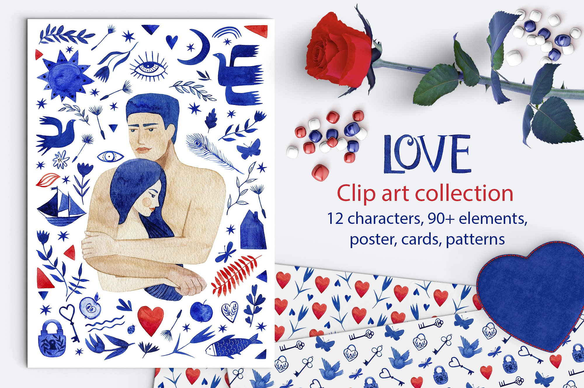 个性特别情人节水彩艺术画素材包下载插图