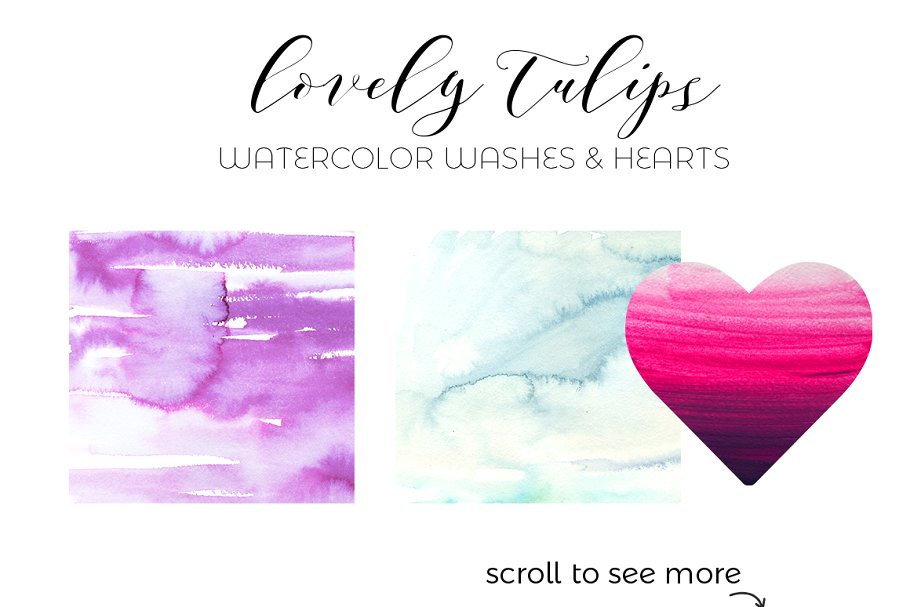 粉红郁金香水彩花卉套装 Pink Tulips Watercolor Floral Set插图(5)