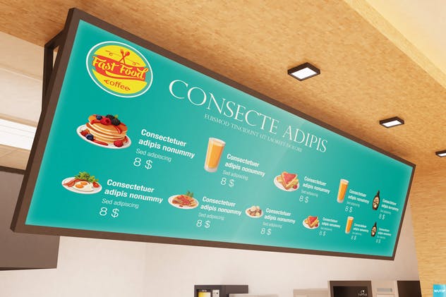 快餐店餐厅广告招牌商标样机 The Mockup Branding For Fast Food Outlets插图(2)