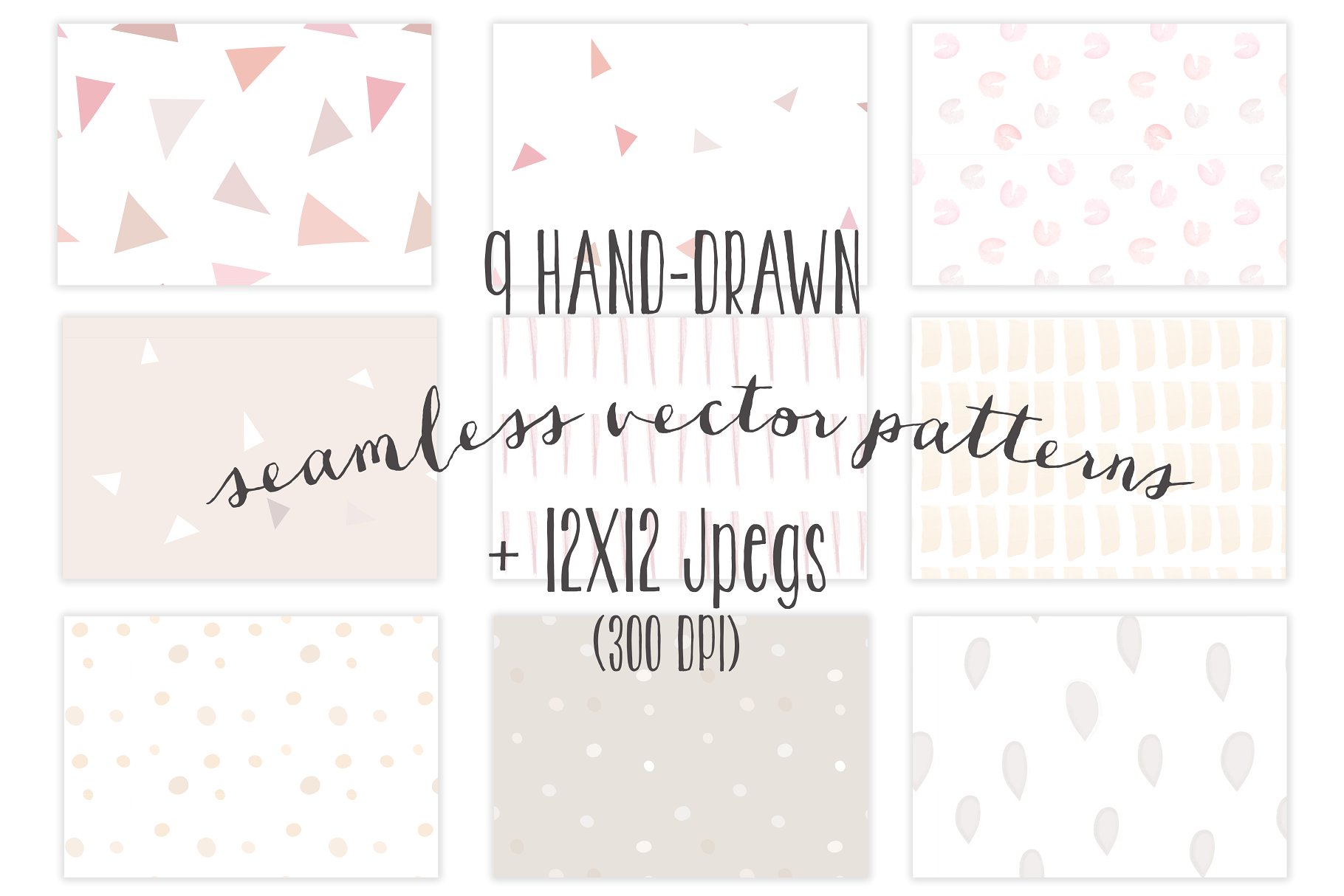 可爱手绘图案花样背景素材 Seamless hand-drawn patterns插图