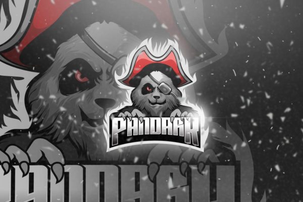 邪恶熊海盗电子竞技吉祥物Logo标志设计模板 Pandark – Mascot &amp; Esport Logo