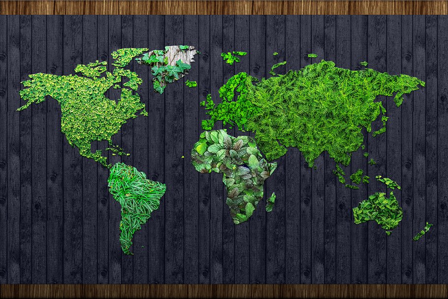 木纹创意世界地图设计图形素材 Wood Texture World Maps插图(2)
