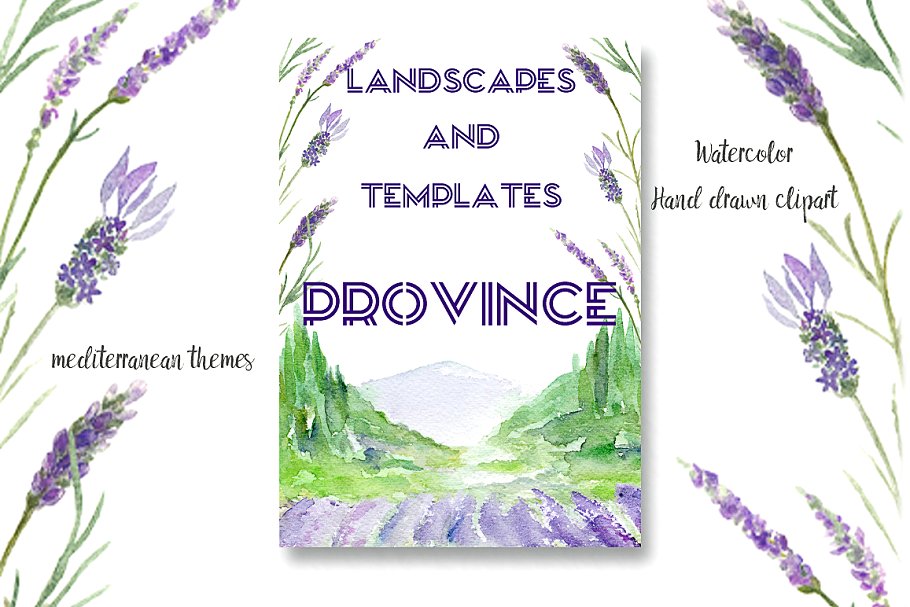 水彩风景画PSD模板 Landscapes  Province Watercolor插图(1)