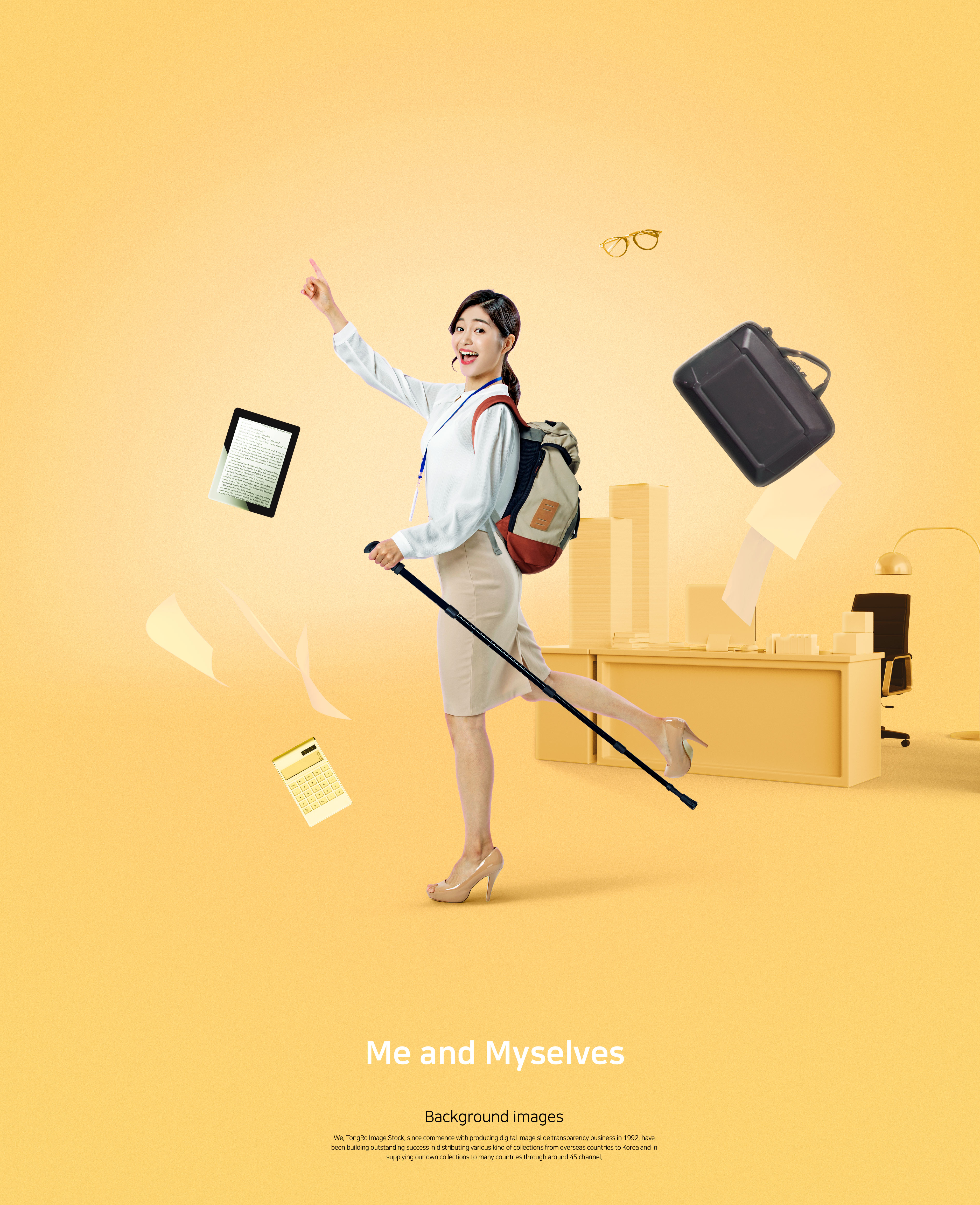 远足旅行主题工作生活黄色背景海报传单设计素材插图