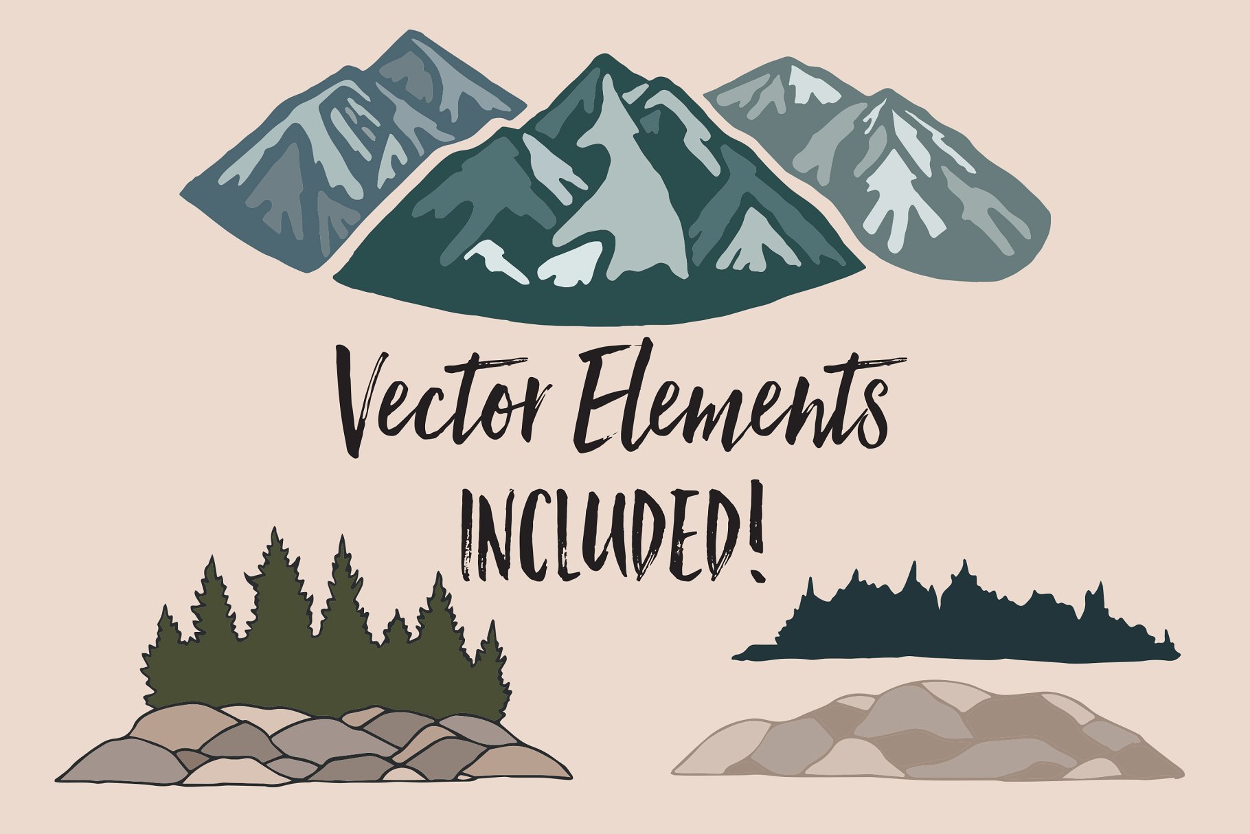 山水如画水彩婚礼设计物料模板 Mirror Lake Wedding Suite插图(5)