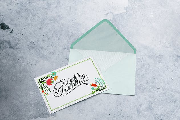 A6明信片/信封/邀请函/传单样机 A6 Postcard & Envelope / Invitation / Flyer MockUp插图(3)