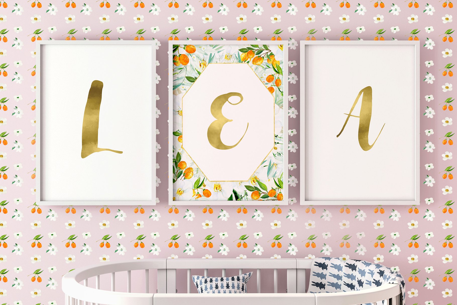 金橘和白色兰花手绘水彩画素材 Kumquat & white orchids. Watercolors插图(4)