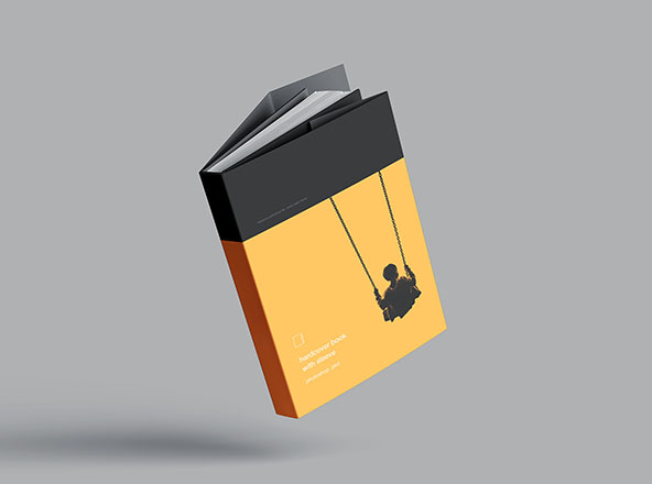 精装图书封面设计效果图样机 Hardcover Book with Sleeve Mockup