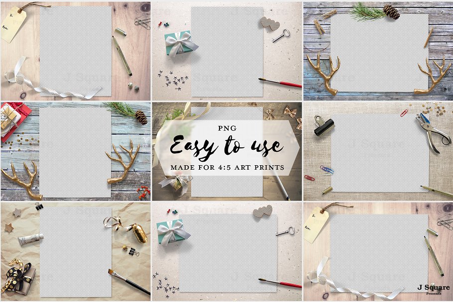 文艺范场景纸张样机模板 Styled Scene MockUps for 8×10 Prints插图(1)