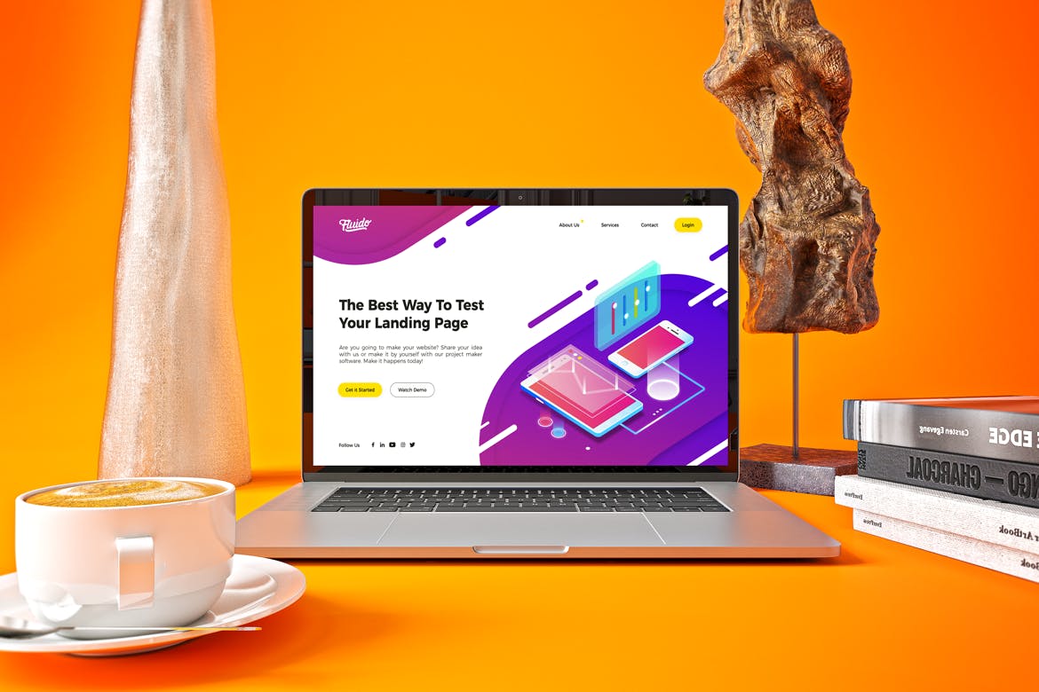 时尚高端渐变绚丽色彩的MacBook Pro UI样机展示模型mockups插图(3)