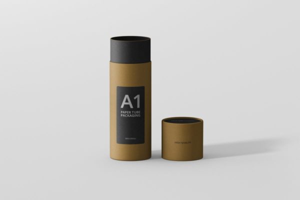 茶叶/咖啡纸筒包装设计样机 Paper Tube Packaging Mockup – Slim