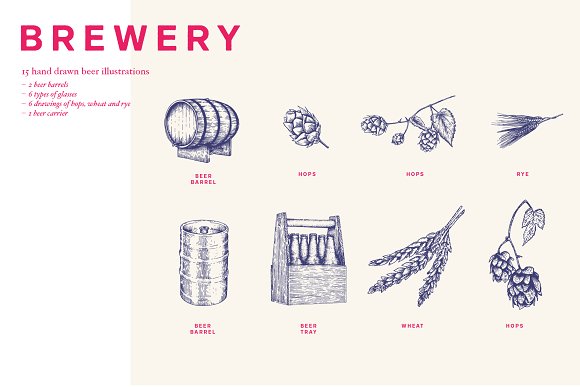 15幅矢量化手绘啤酒插图插图(4)