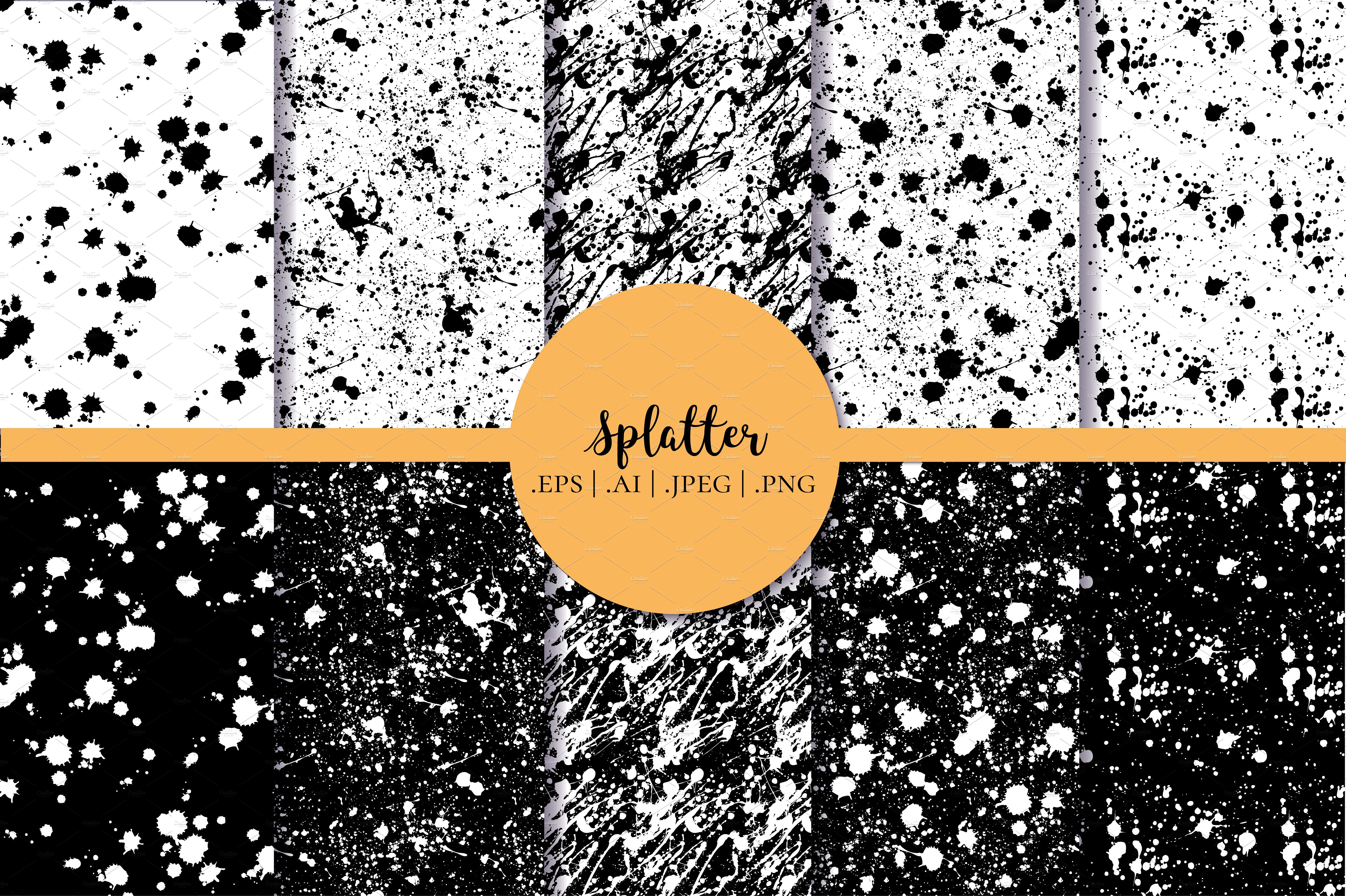 泼墨斑点&毛笔笔迹纹理素材 Paint Splatter & Stroke, 40 Patterns插图(1)