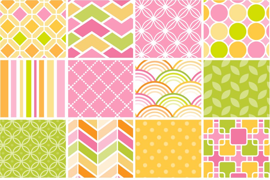 女童主题风格设计元素&背景纹理 Baby Girl Graphics & Patterns插图(4)